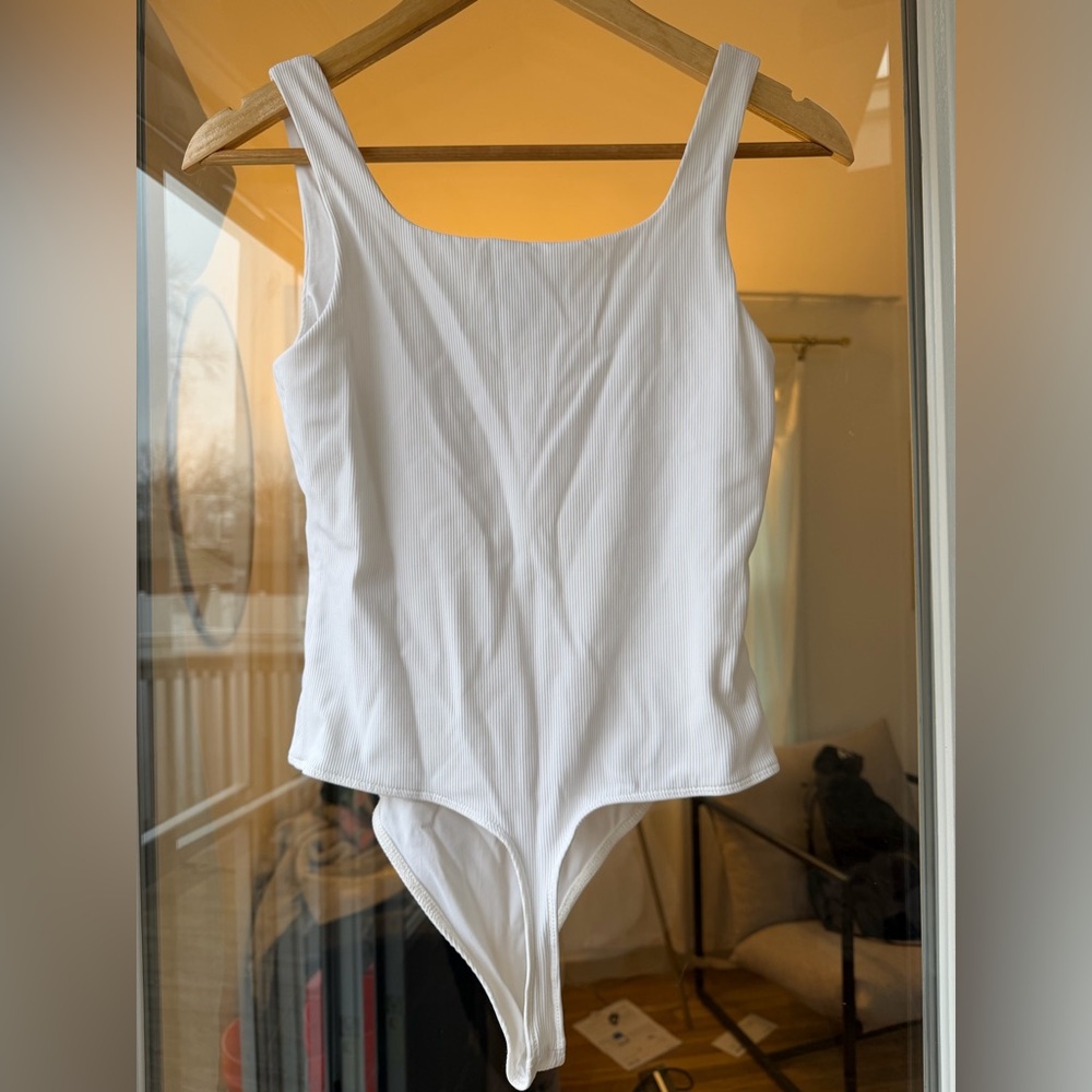 White Ribbed Tank Bodysuit - Picture 2 of 8